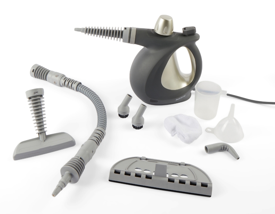 Handheld steam cleaner with a variety of attachments